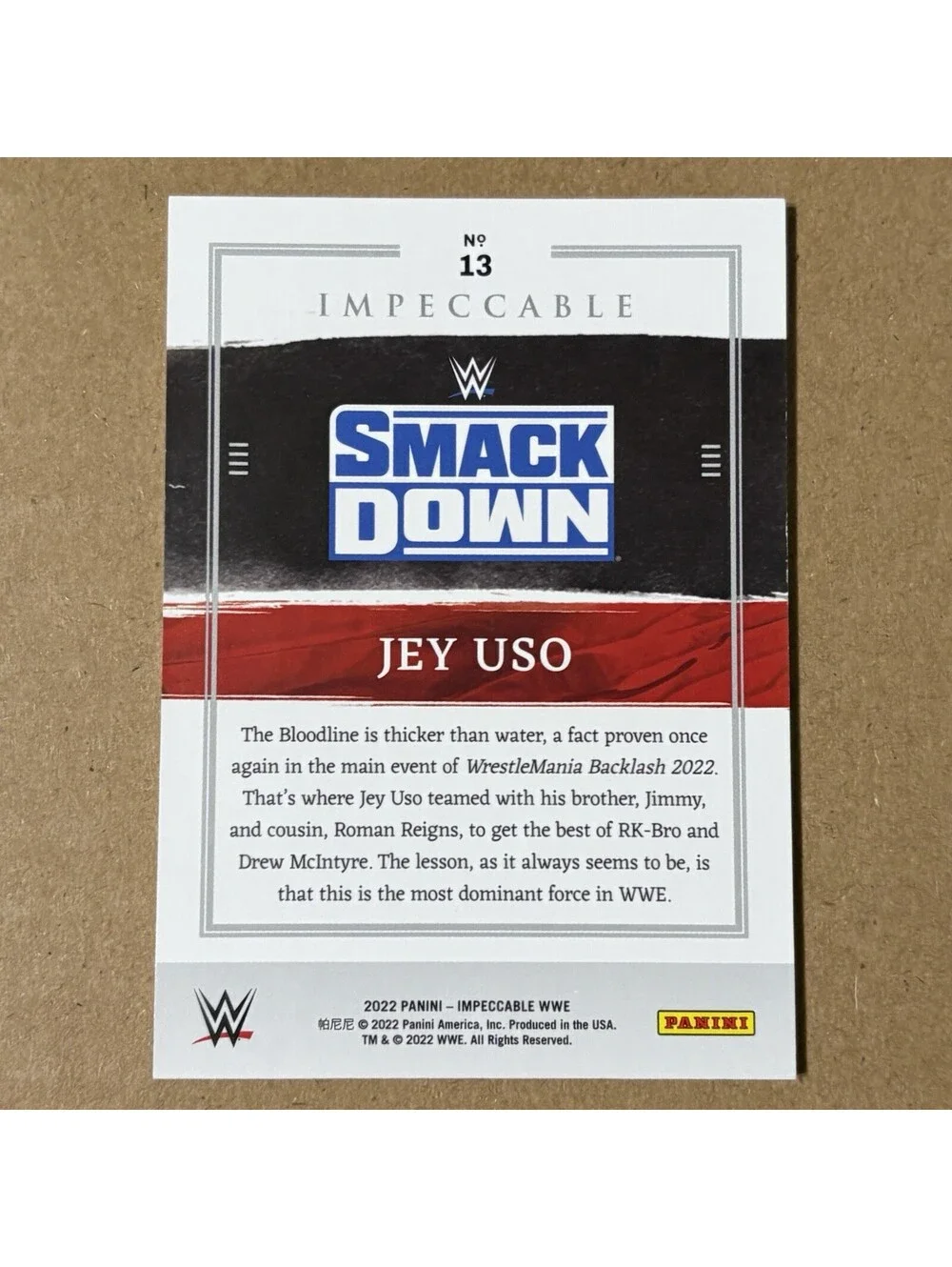 2022 Panini Impeccable WWE - Jey Uso #13 - Bronze #/99